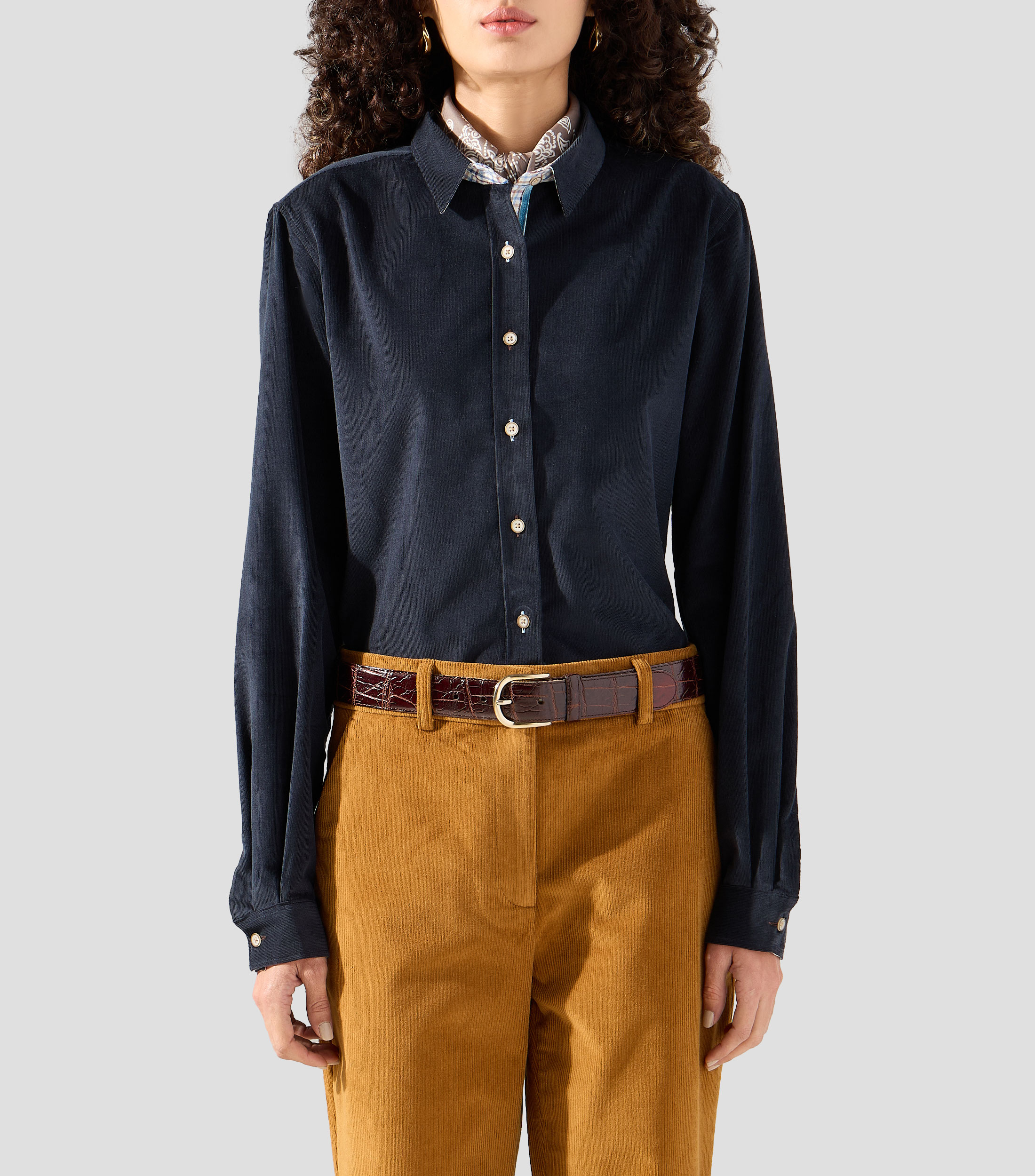 Camisa lisa manga larga Mujer